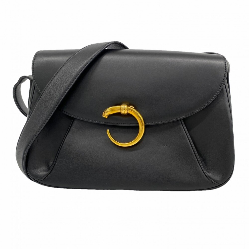 Cartier Panthère Shoulder Bag, Leather, Black, Women's